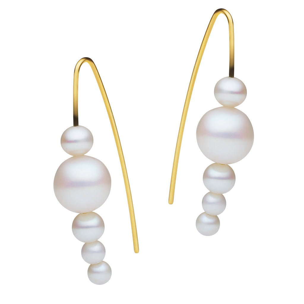 9ct Yellow Gold Pearl Neve Hook Earrings 