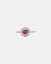 18CT PINK SAPPHIRE & WHITE DIAMOND PICCADILLY RING