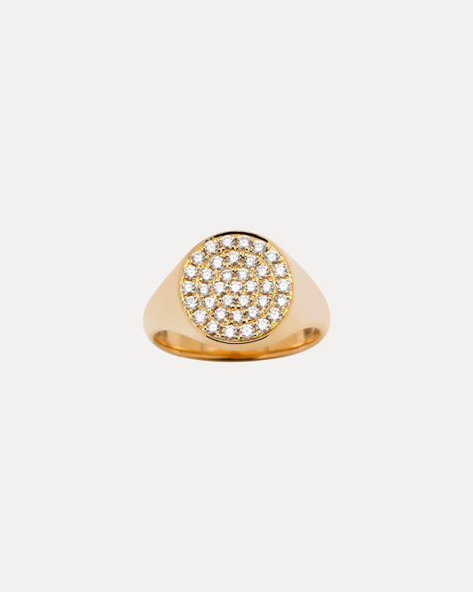 18CT YELLOW GOLD DIAMOND SIGNET RING