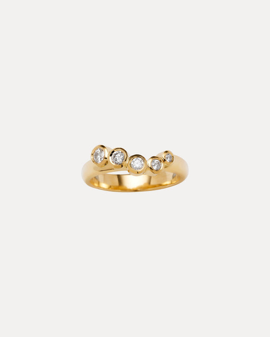 18CT YELLOW GOLD DIAMOND SIGOURNEY RING