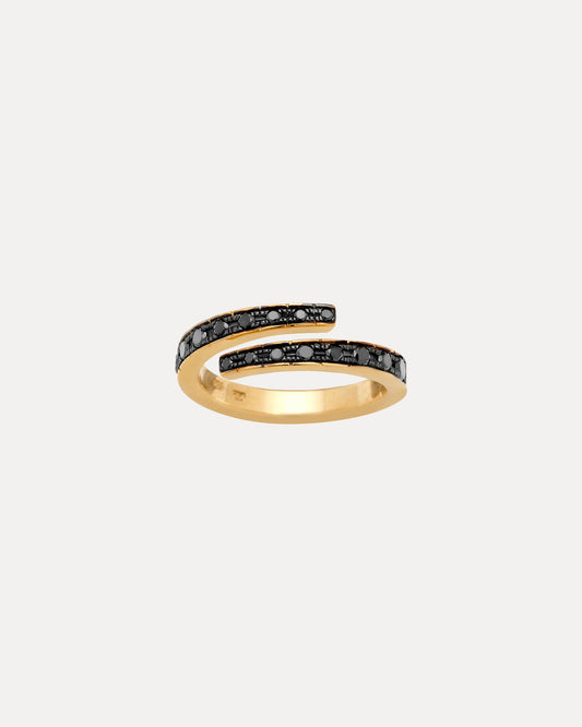 18CT YELLOW GOLD BLACK DIAMOND HUDSON RING