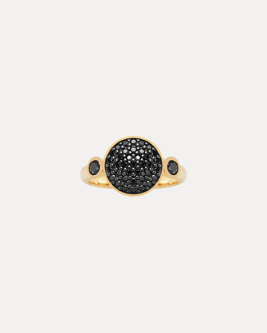 18CT YELLOW GOLD BLACK DIAMOND COPPOLA RING