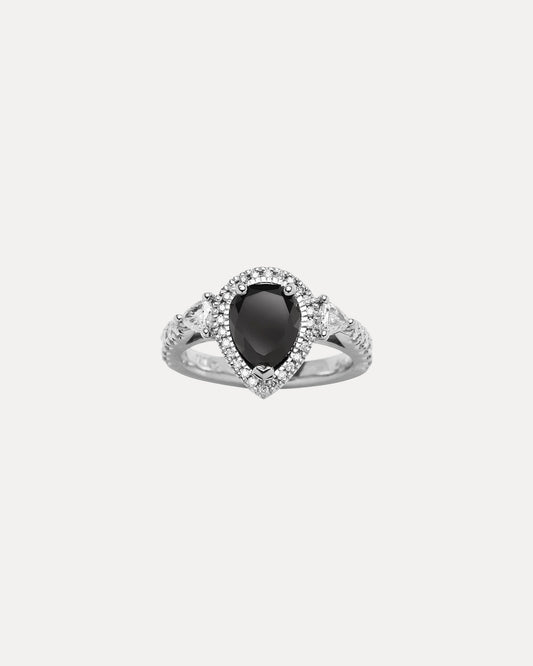 18CT BLACK DIAMOND & DIAMOND WESTBOURNE RING