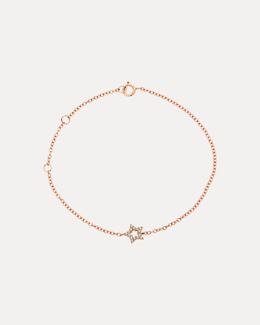 18CT ROSE GOLD DIAMOND STAR BRACELET