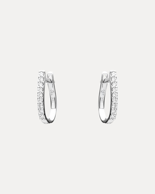 18CT WHITE GOLD OVAL DIAMOND FRANCES HUGGIE EARRINGS