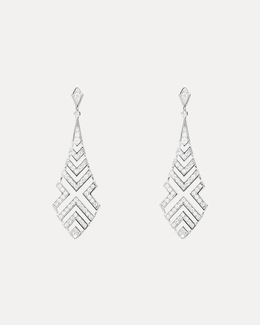 18CT WHITE GOLD DIAMOND MATRIX EARRINGS