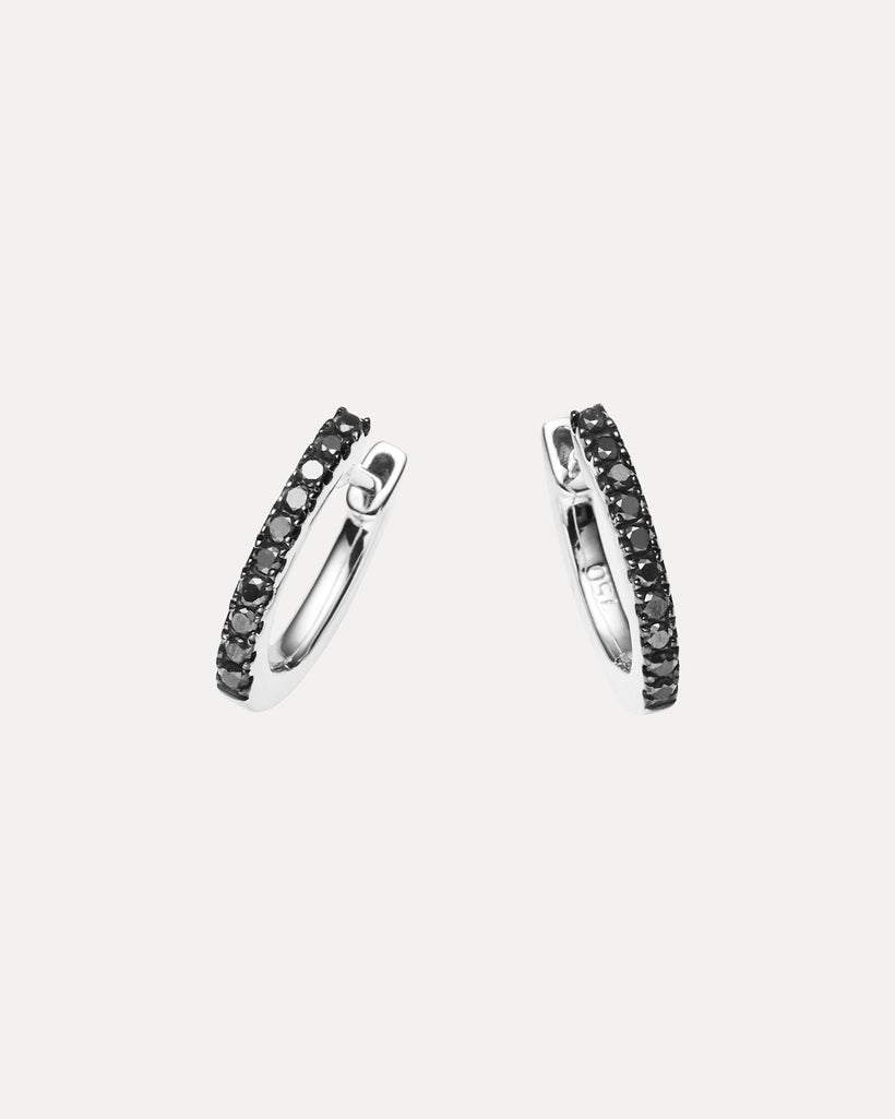 18CT WHITE GOLD BLACK DIAMOND CUFF EARRINGS