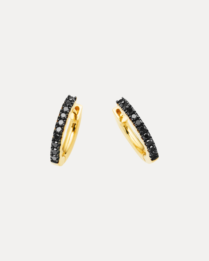 18CT YELLOW GOLD BLACK DIAMOND CUFF EARRINGS