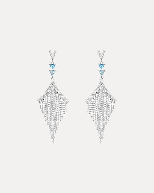 18CT DIAMOND & TRILLIANT AQUAMARINE TILDA EARRINGS