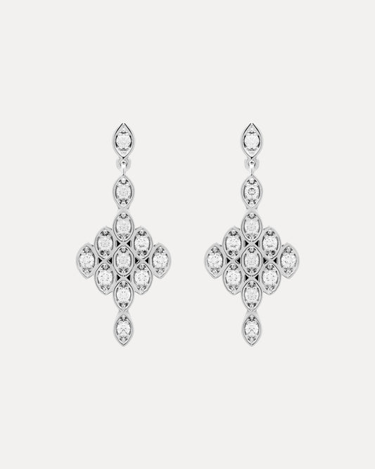 18CT DIAMOND FLEURUS DROP EARRINGS