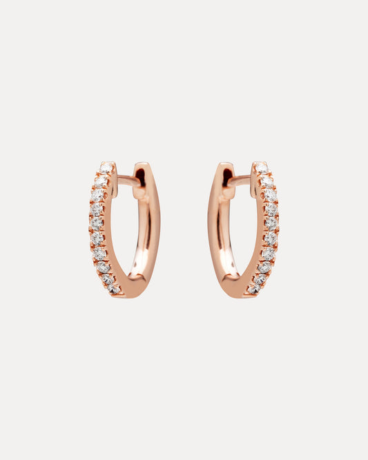 18CT ROSE GOLD DIAMOND BRIGGS HUGGIE EARRINGS