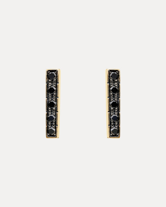 18CT YELLOW GOLD BLACK DIAMOND HUDSON STUD EARRINGS