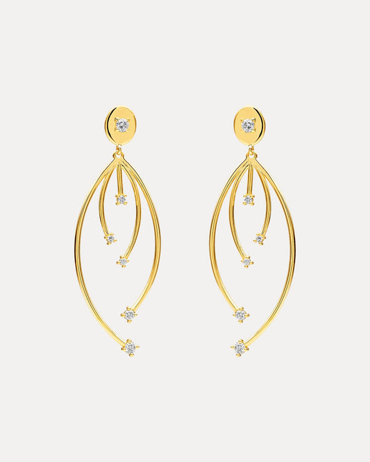 18CT YELLOW GOLD DIAMOND LADY STARDUST EARRINGS