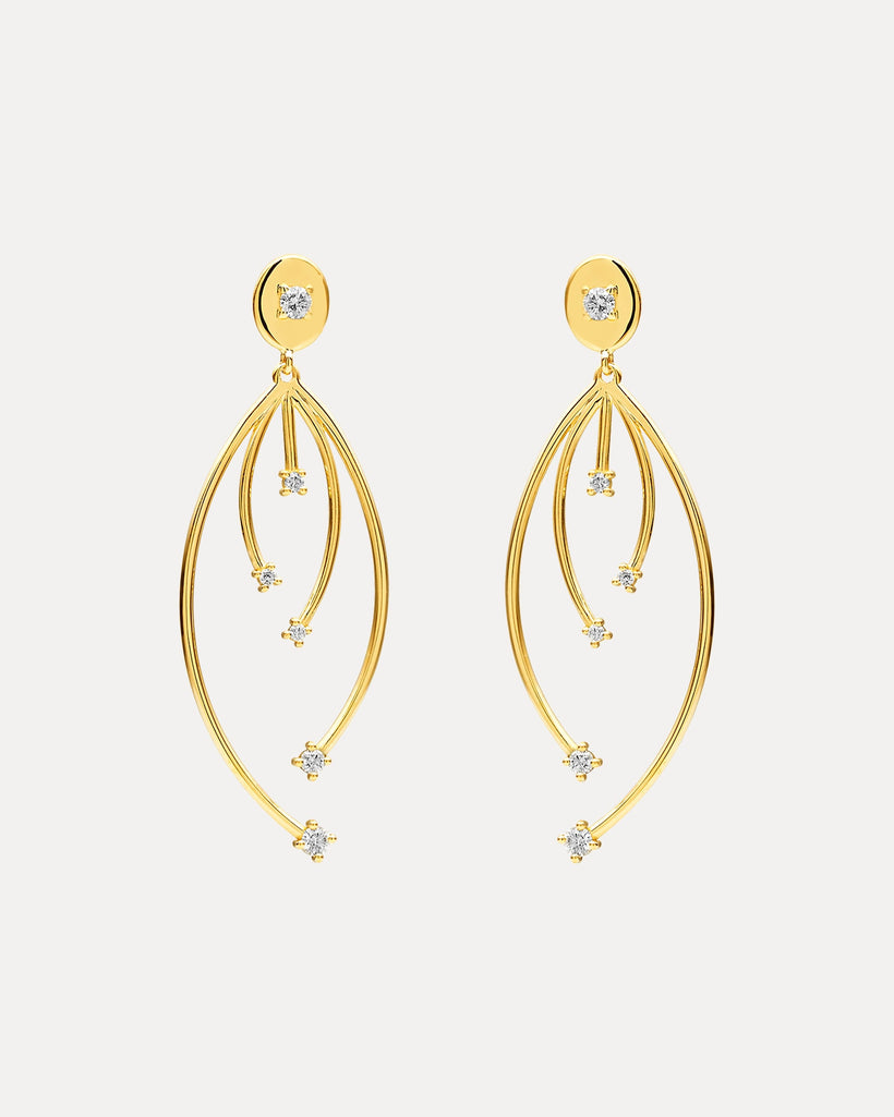 18CT YELLOW GOLD DIAMOND LADY STARDUST EARRINGS