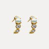 18CT YELLOW GOLD DIAMOND AND PEARL HUGGIE UMA EARRINGS