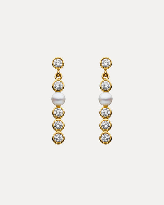 18CT DIAMOND & PEARL UMA LONG DROP EARRINGS