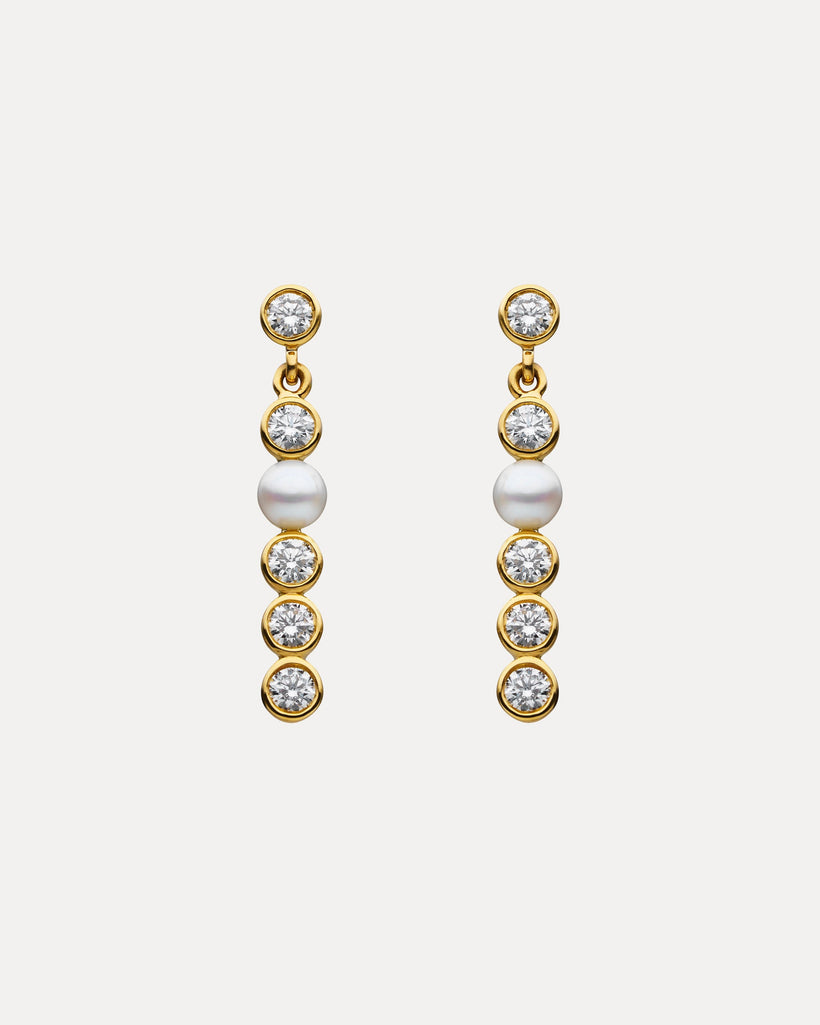 18YG DIAMOND & PEARL UMA LONG DROP EARRINGS