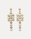 18CT YELLOW GOLD DIAMOND & PEARL UMA DROP EARRINGS