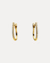 18CT YELLOW GOLD OVAL DIAMOND FRANCES HUGGIE EARRINGS