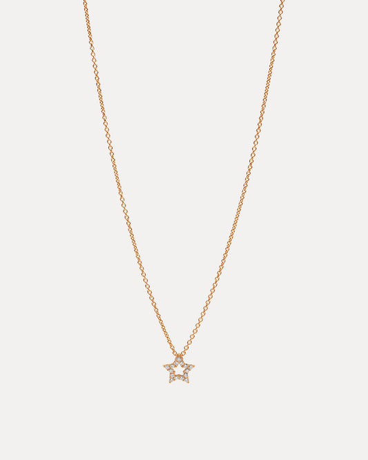 18CT ROSE GOLD DIAMOND MINI STAR PENDANT