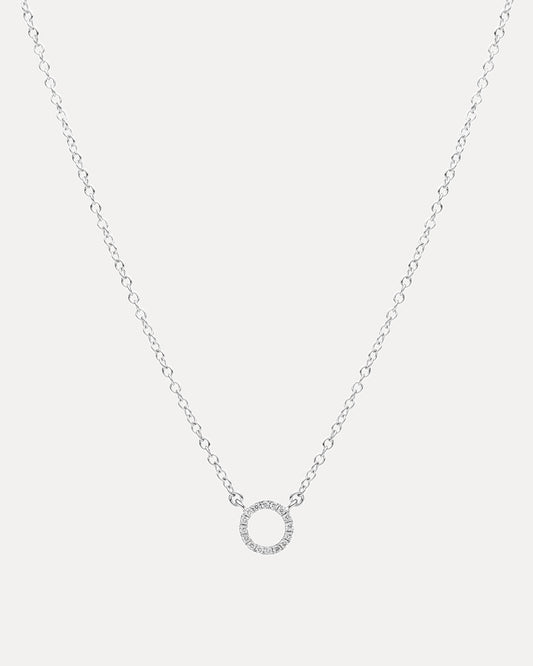 18CT WHITE GOLD DIAMOND MINI CIRCLE PENDANT