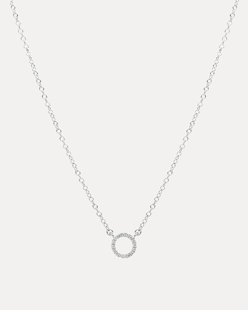 18CT WHITE GOLD DIAMOND MINI CIRCLE PENDANT