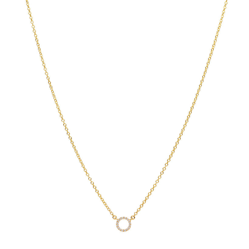 18CT YELLOW GOLD DIAMOND ORBIT CIRCLE PENDANT