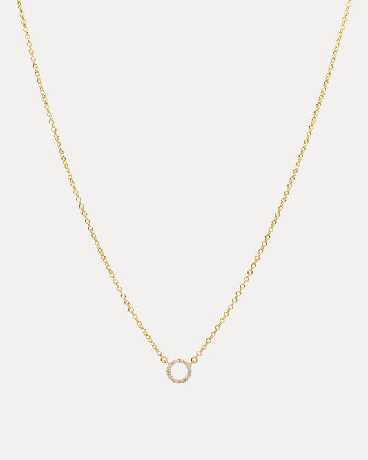 18CT YELLOW GOLD DIAMOND ORBIT CIRCLE PENDANT