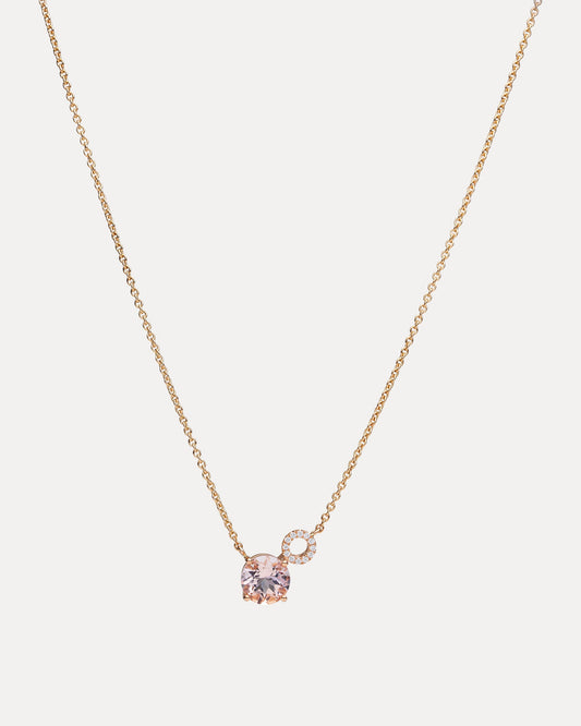 18CT ROSE GOLD PINK MORGANITE & DIAMOND PALTROW PENDANT