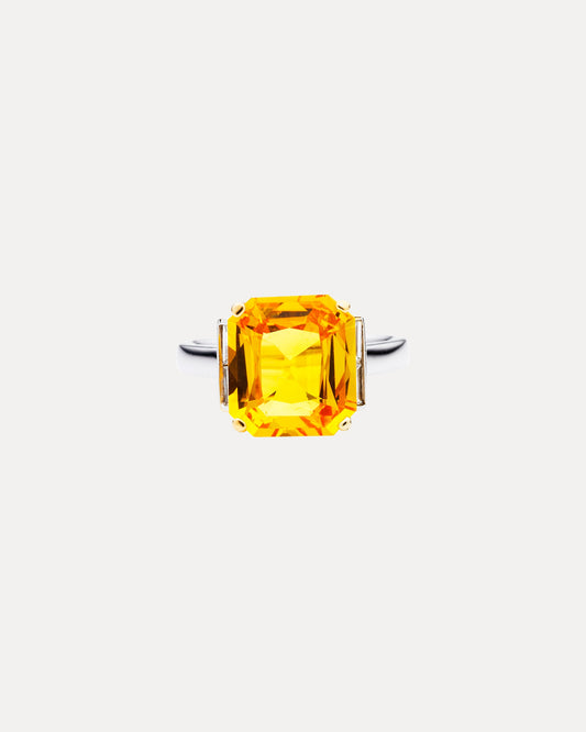 BESPOKE 18CT YELLOW SAPPHIRE AND DIAMOND RING