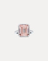 18CT PINK MORGANITE & DIAMOND ROCHESTER RING