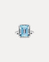 18CT AQUAMARINE & DIAMOND ROCHESTER RING