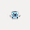 18CT AQUAMARINE & DIAMOND ROCHESTER RING