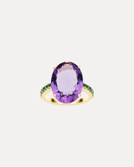 18CT AMETHYST & TSAVORITE BIANCA RING