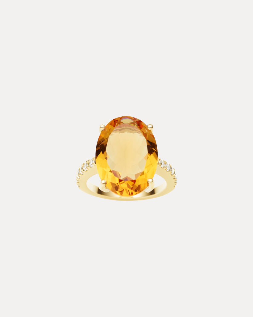 18CT CITRINE & DIAMOND BIANCA RING