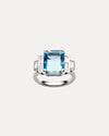 18CT AQUAMARINE & DIAMOND EMPIRE RING