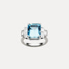 18CT AQUAMARINE & DIAMOND EMPIRE RING