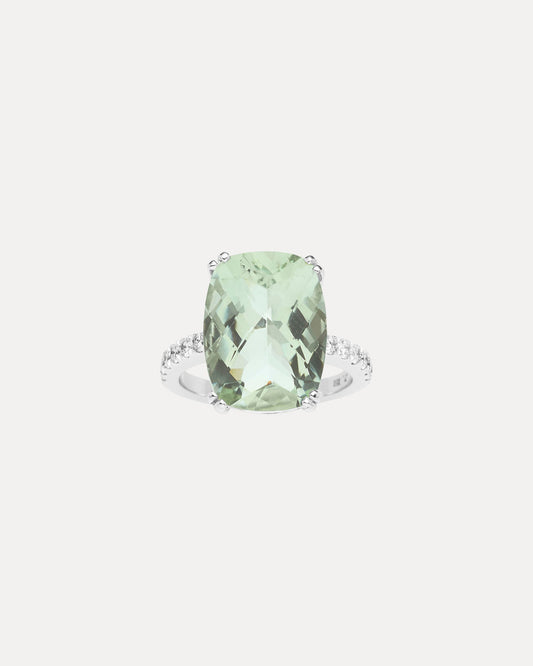 18CT GREEN AMETHYST & DIAMOND LA DIVINA RING