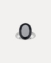 18CT WHITE GOLD ONYX & DIAMOND BIANCA RING