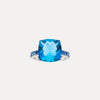 18CT WHITE GOLD LONDON BLUE TOPAZ & SAPPHIRE TIVOLI RING