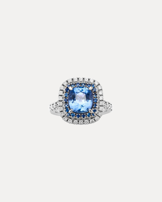 18CT CEYLON SAPPHIRE & DIAMOND RING