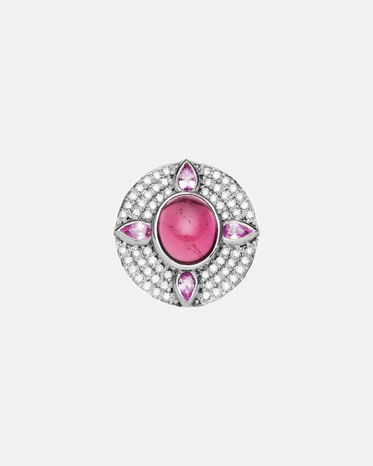 BESPOKE 18CT PINK TOURMALINE, PINK SAPPHIRE & DIAMOND RING