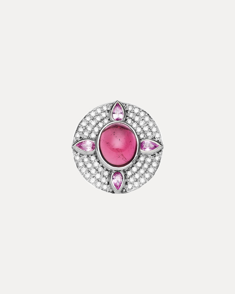 BESPOKE 18CT PINK TOURMALINE, PINK SAPPHIRE & DIAMOND RING