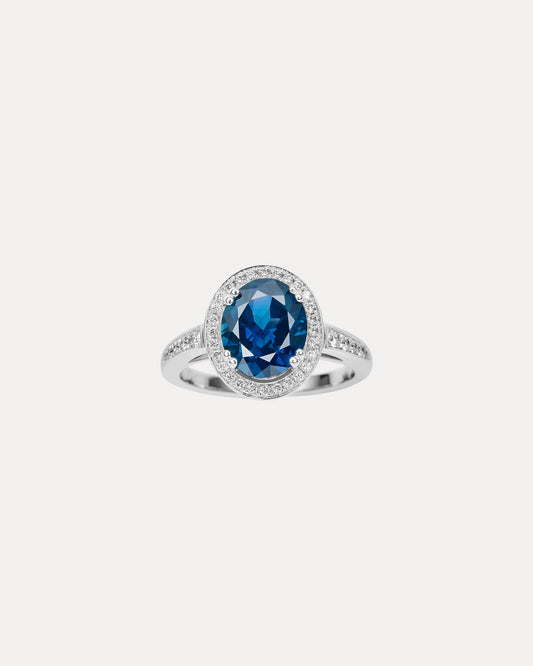 18CT AUSTRALIAN SAPPHIRE & DIAMOND CHELSEA RING