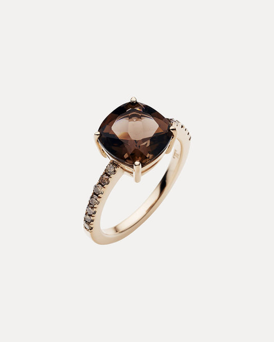 18CT ROSE GOLD SMOKY QUARTZ & CHAMPAGNE DIAMOND KAARINA RING