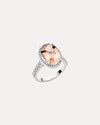 BESPOKE 18CT WHITE GOLD PINK MORGANITE & DIAMOND FORTE RING