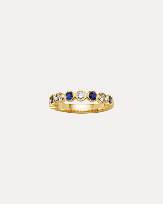 18CT YELLOW GOLD SAPPHIRE & DIAMOND CHENIR BAND