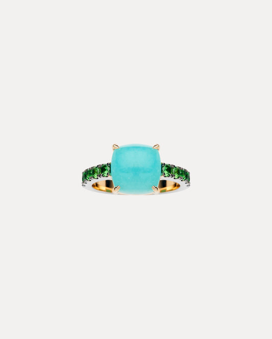 9CT AMAZONITE & TSAVORITE ROTONDE RING