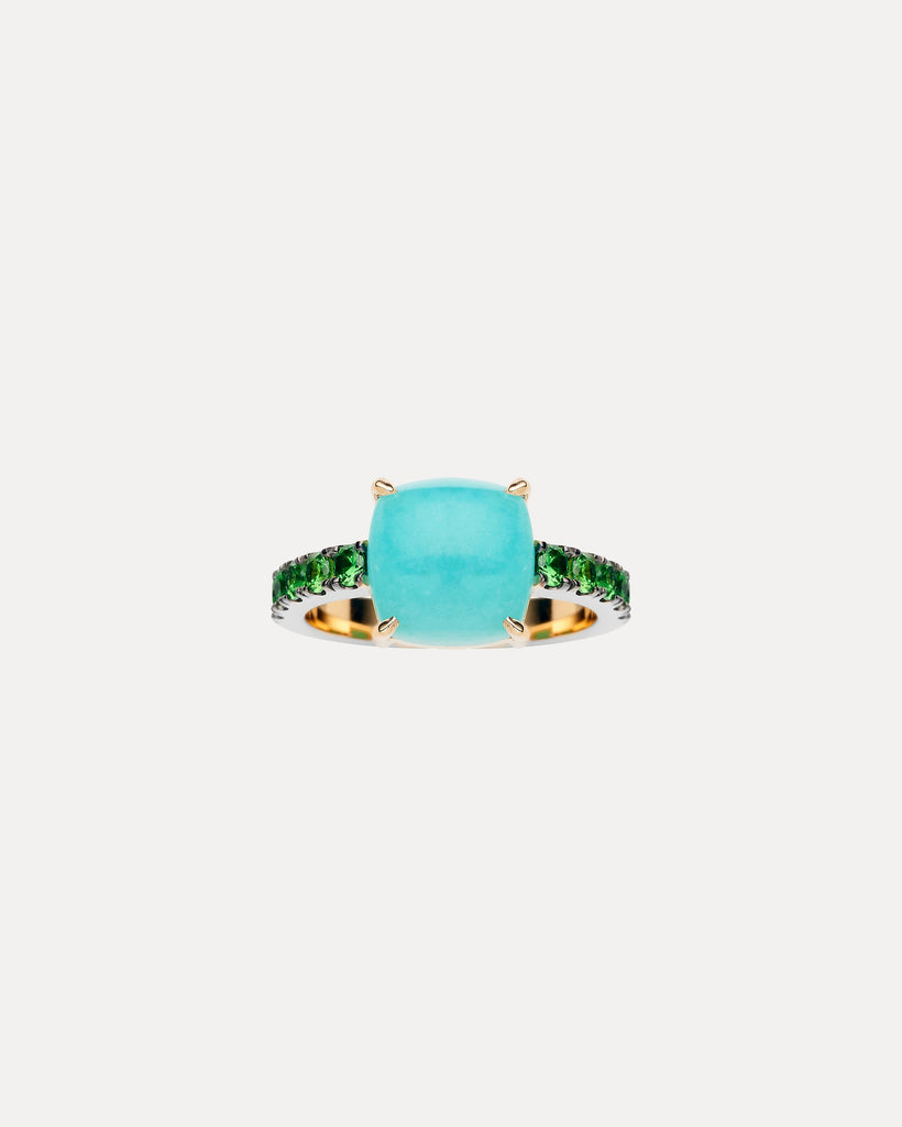 9CT AMAZONITE & TSAVORITE ROTONDE RING