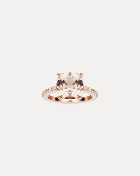 18CT ROSE GOLD PINK MORGANITE & DIAMOND BONNARD RING